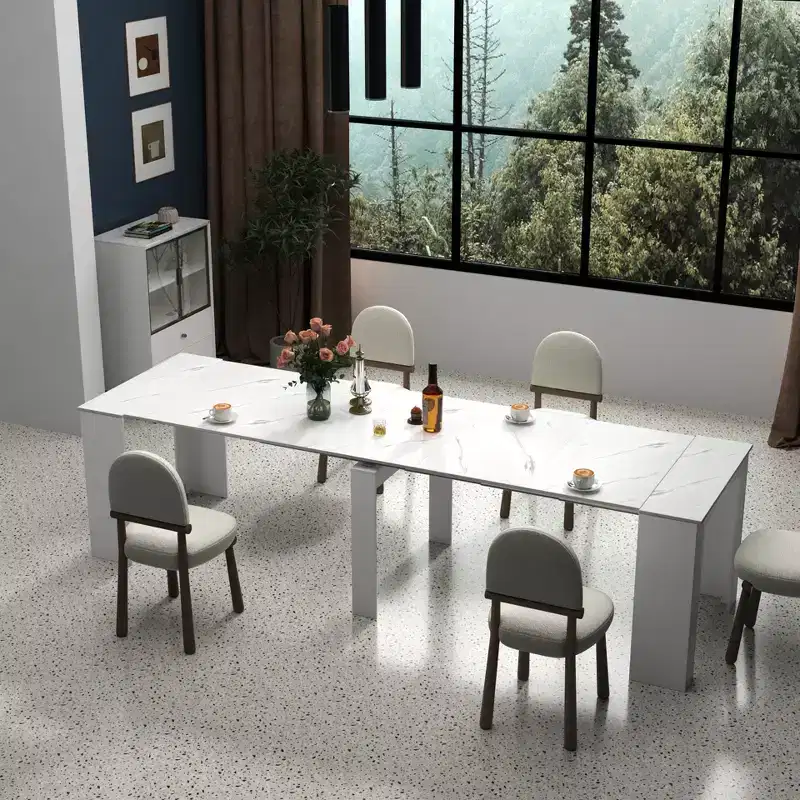 GDFStudio Lunelle Modern Wooden Extendable Console and Dining Table