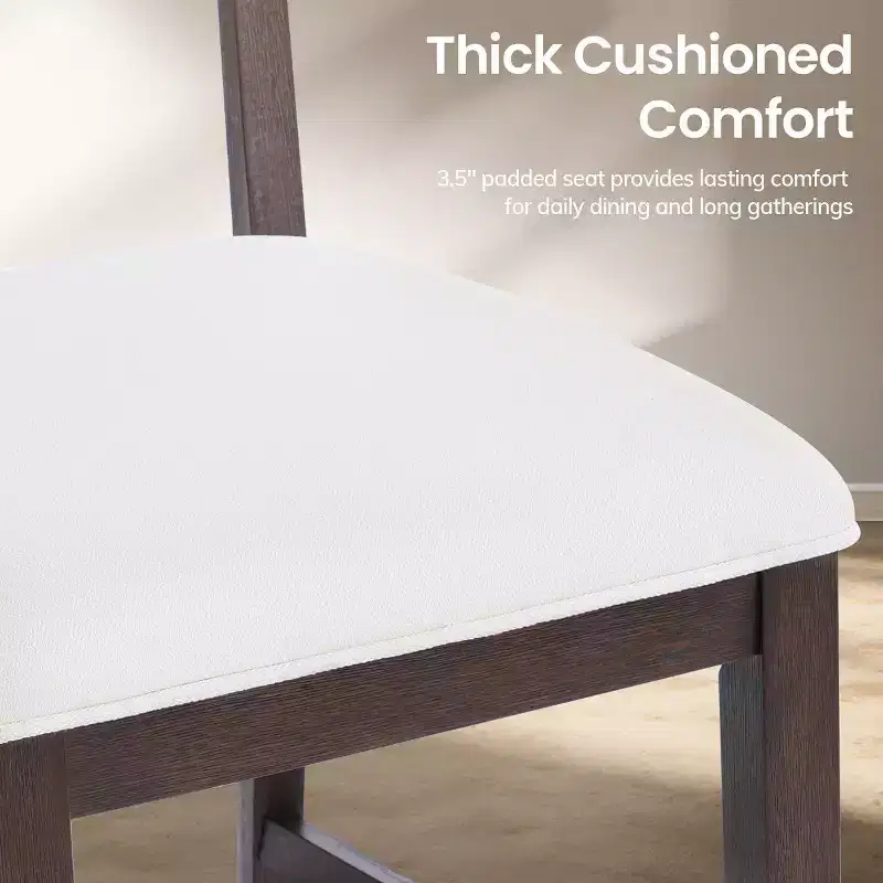 Solid Wood Farmhouse Upholstered Counter Height Bar Stools with Curved Back