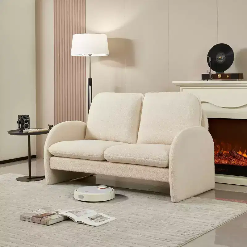 MAYEERTY 2-Seat Sofa Solid Wood Frame High-Density Foam with Throw Pillows No Legs