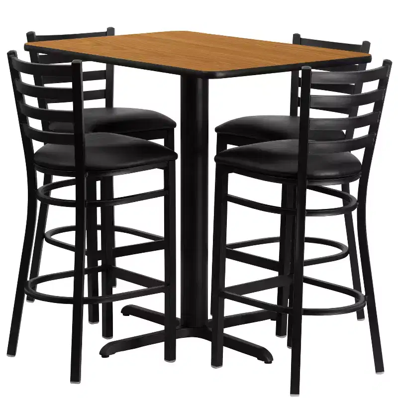 Emma and Oliver 24W x 42L Rectangular Laminate Table Set & 4 Ladder Back Stools