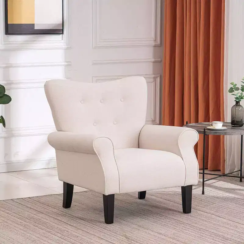 Erommy Mid Century Velvet Tufted Armchair, High Back Accent Chair