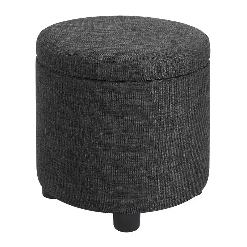 Round Accent Storage Ottoman with Reversible Tray Lid