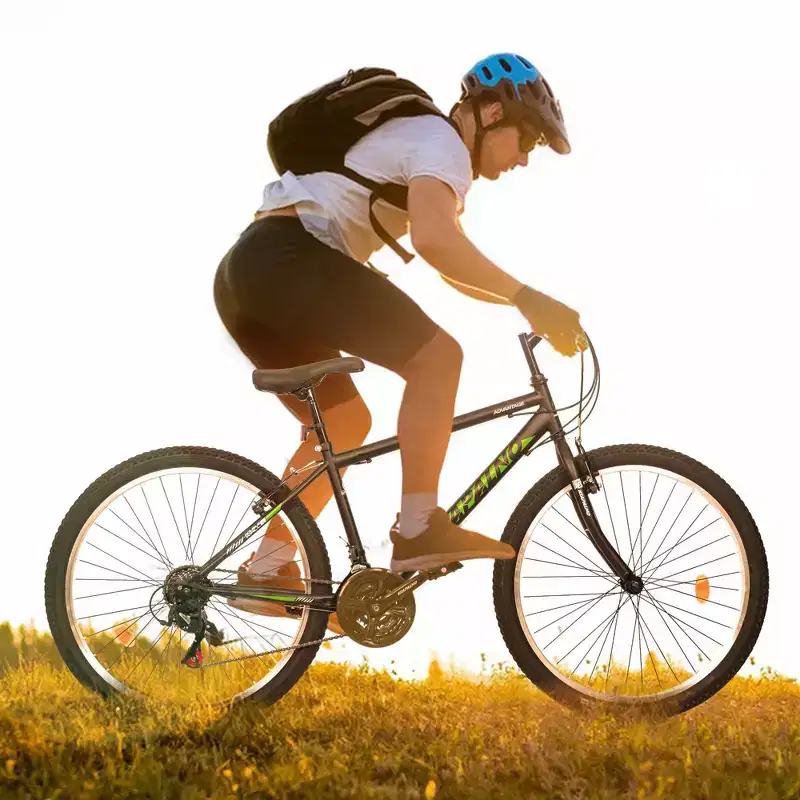 NAYSAYE 26 Inch Mountain Bike with Carbon Steel Frame 21 Speed Dual V Brakes for Adults and Teens for Trail Riding, Black and Green, 69.57*27*39