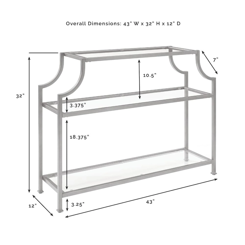 Crosley Aimee Glass/ Gold Finish Steel 3-tier Console Table
