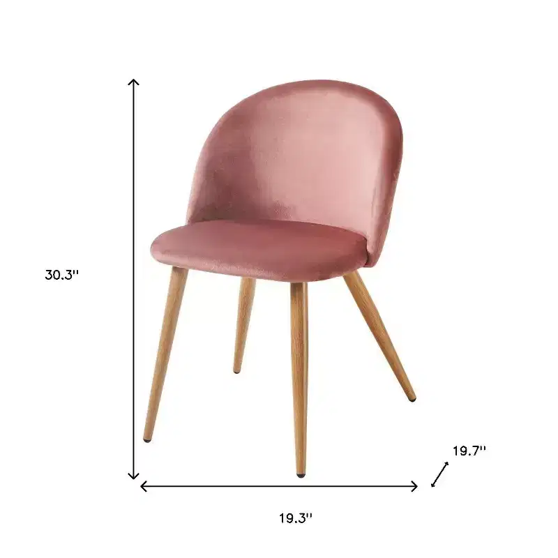 HomeRoots Pink and Oak Velvet and Metal Dining Side Chair
