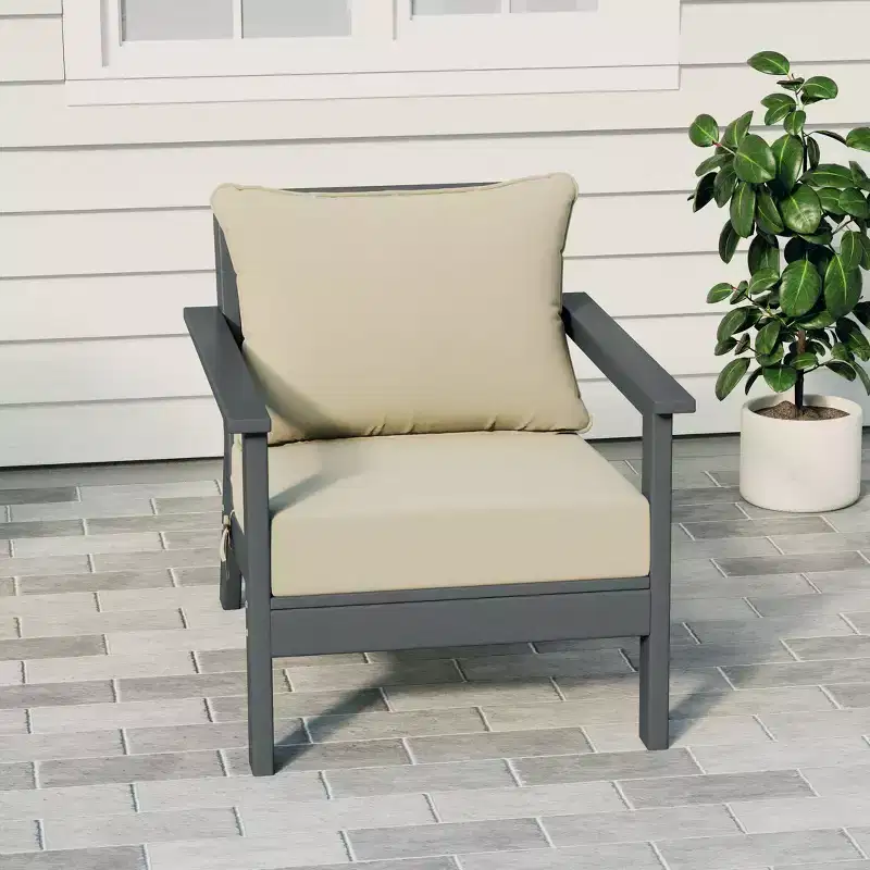 WestinTrends Avalon Gray Outdoor Modern HDPE Patio Club Chair with Deep Seat Cushions
