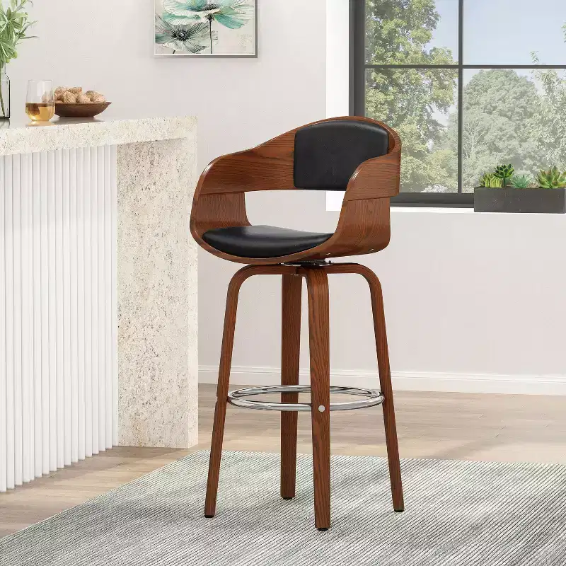 Okak 30 Modern Counter Height Bar Stools 1 PC, Swivel Shell-Shaped Counter Stools with Armrest for Home, Pub, Kitchen Island