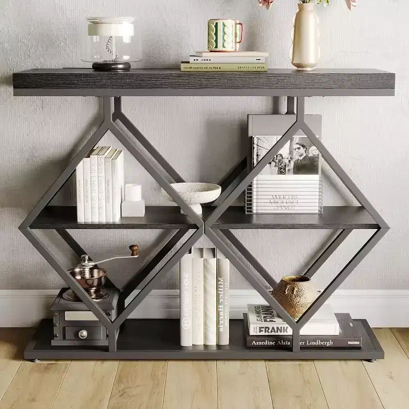40-Inch 3-Tier Industrial Console Table