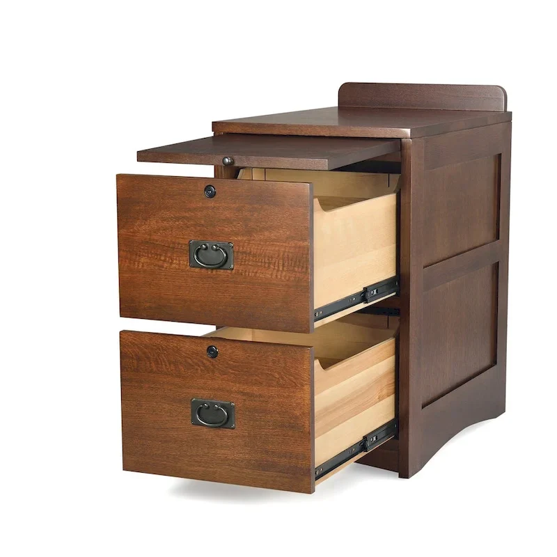 Mission Oak 2 Drawer File Cabinet W/ Writing Tray - Walnut