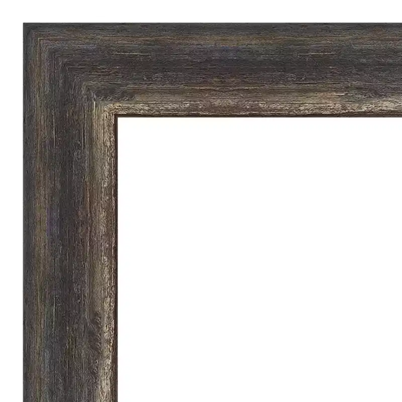 Bark Rustic Char Narrow Petite Bevel Bathroom Wall Mirror 27.5 x 21.5 in.