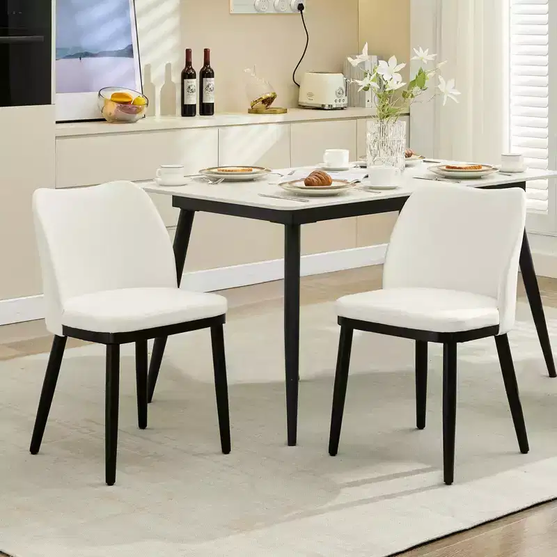 Dining Chairs, Upholstered Fabric Dining Room Side Chairs, Chair for Dining Table with Padded Seat and Wood Legs-Modern Dining Chairs