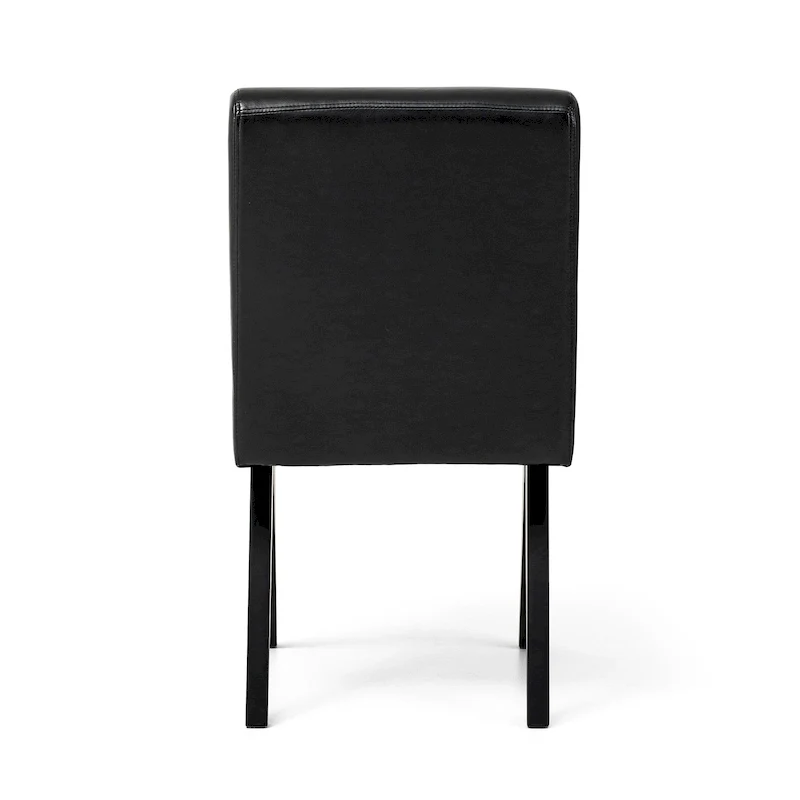 Faux Leather Upholstered Dining Chairs with V-Shaped Wood Legs