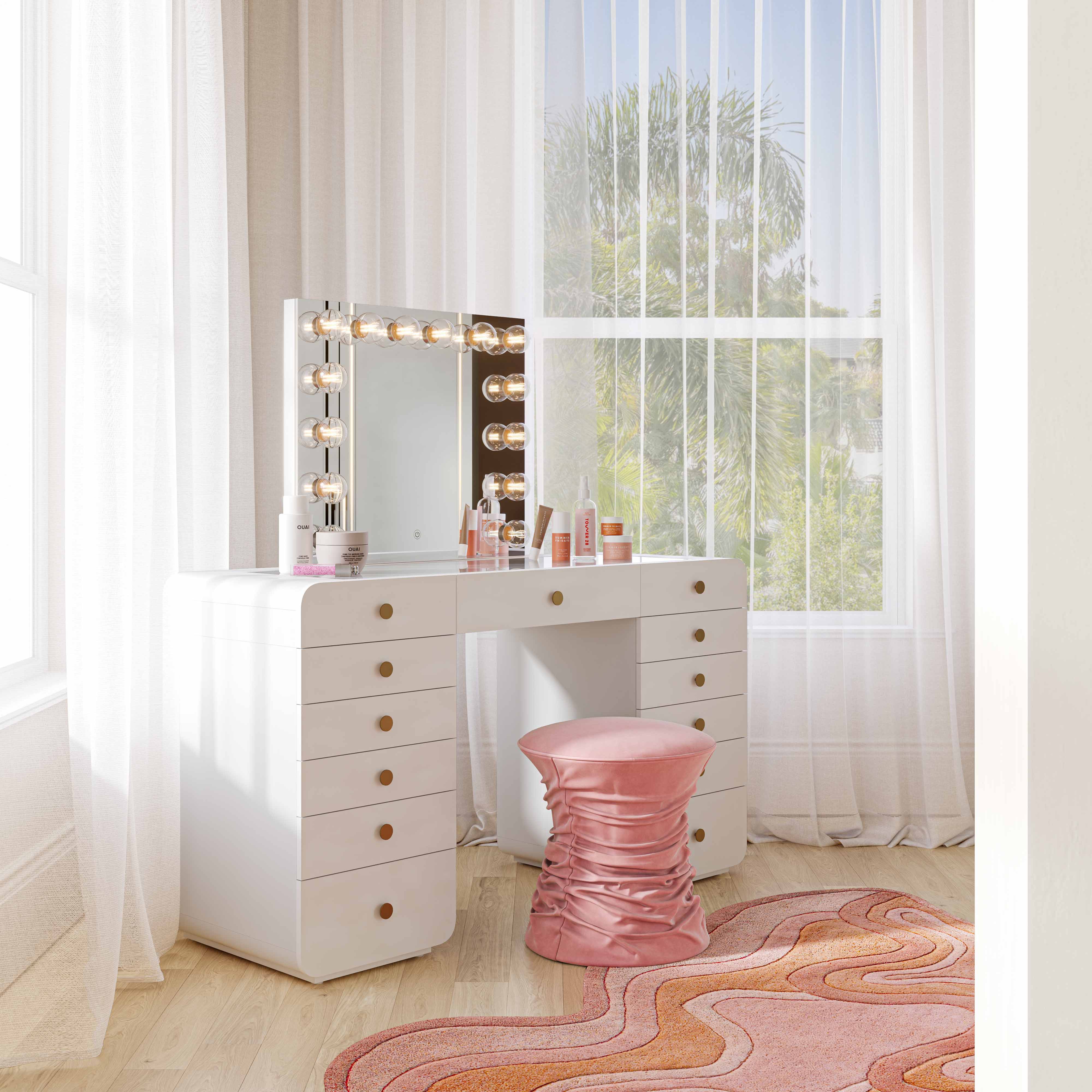 56 White Desk with Vanity Mirror