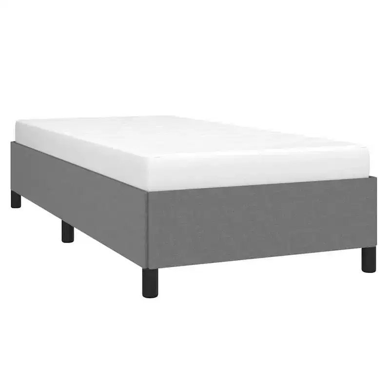 vidaXL Twin Bed Frame, Fabric Upholstered Platform Bed Frame, Dark Gray, No Mattress