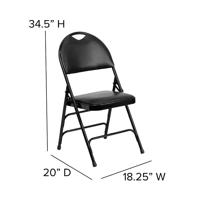 Emma and Oliver 2 Pack Home & Office Easy-Carry Party Events Padded Folding Chair