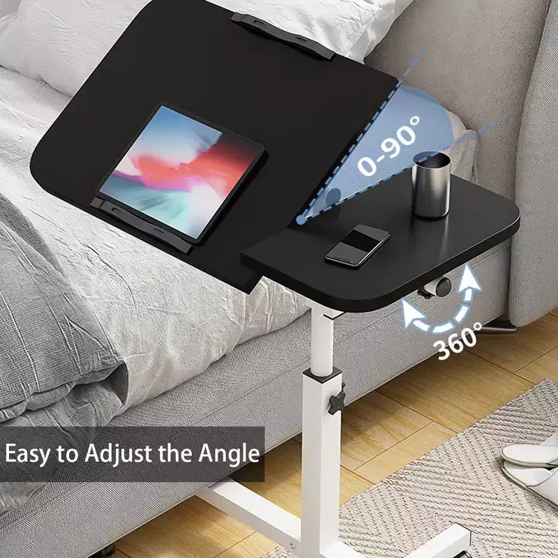 Black / White Adjustable Overbed Rolling Desk – Single User