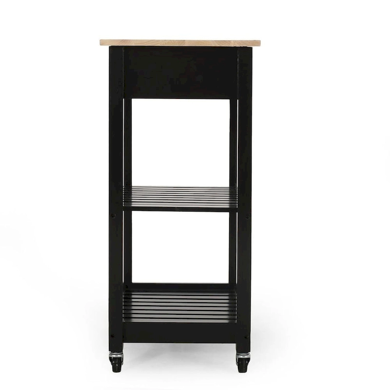 Compact Wooden Kitchen Cart with Wheels Shelves and Drawer by Christopher Knight Home