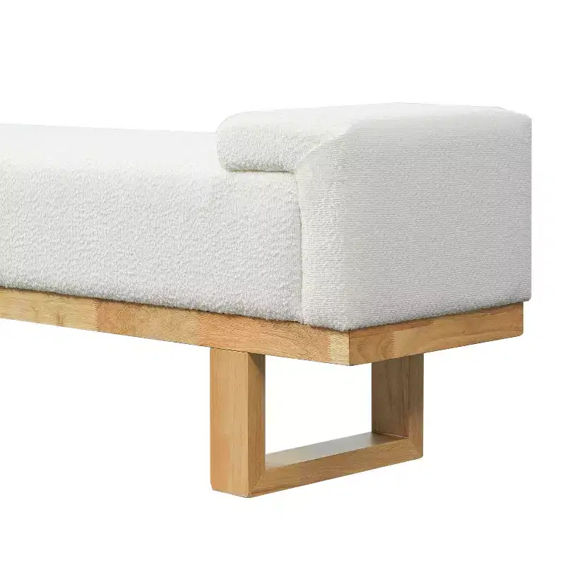 Christopher Knight Home Paulina Modern Rubberwood Boucle Upholstered Bench