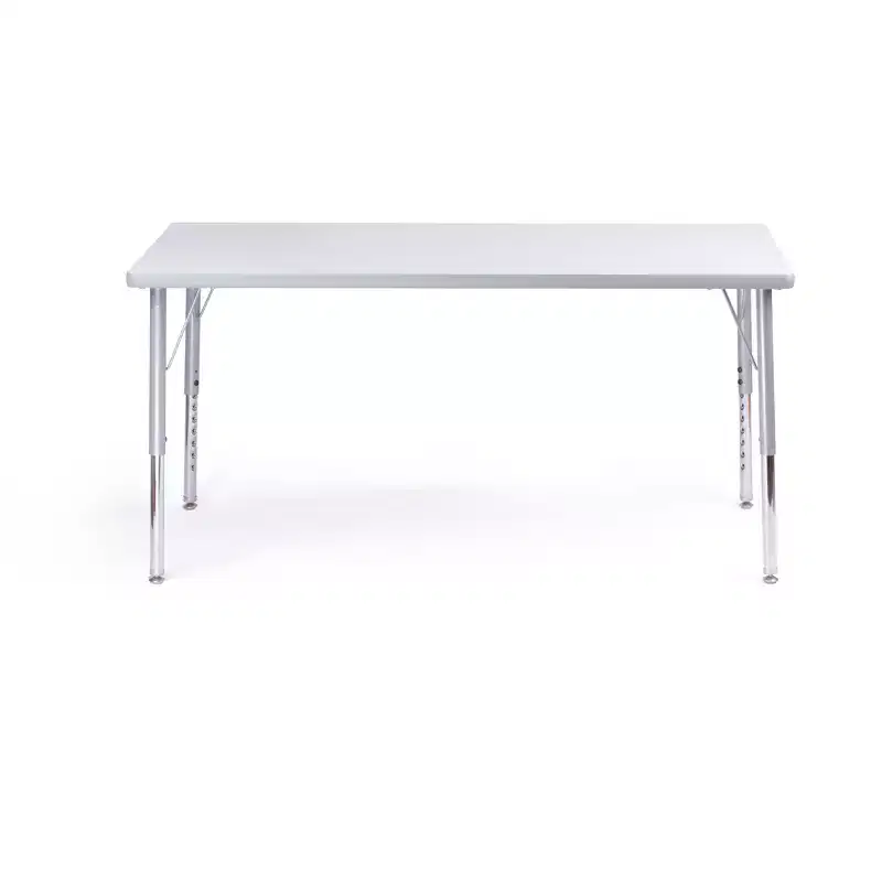 Bintiva Activity Table & Chair Set  24x48 Gray Sprayed Edge Table with Adjustable Legs and 4 Blue 12 NAAR Classroom Chairs