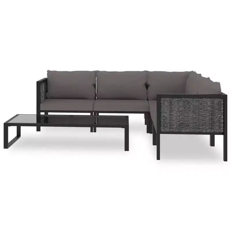 vidaXL Patio Lounge Set Outdoor Sectional Sofa Set Poly Rattan Anthracite