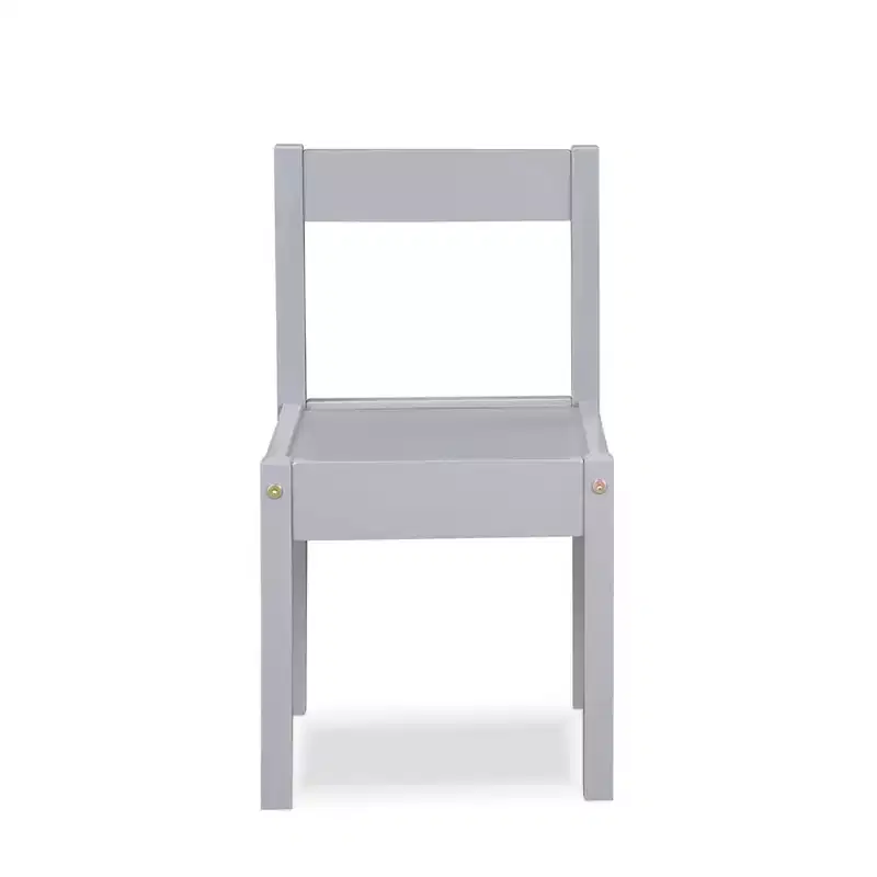 Etokfoks 3 Piece Kids Dry Erase Table and Two Chair Set Gray Solid Wood Durable Construction Easy to Clean Creative Art and Play Space