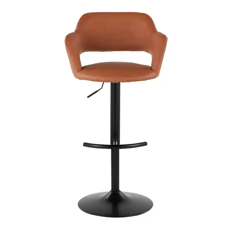LumiSource Set of 2 Margarite Adjustable Barstools Black PU