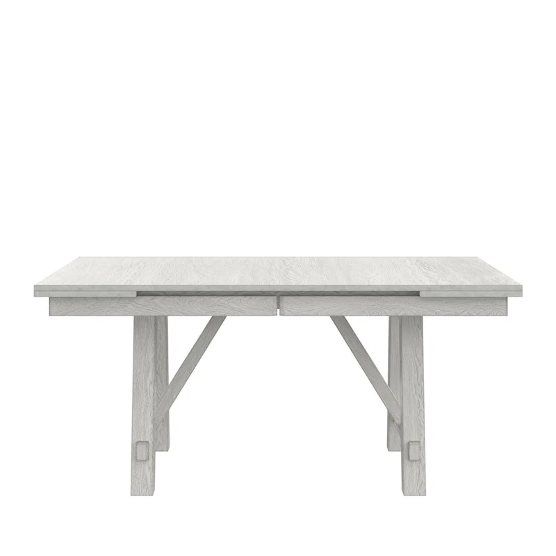 VECELO Dining Table Set with Bench, Solid Wood Rectangular Extendable Dining Table & Solid Wood Dining Chairs