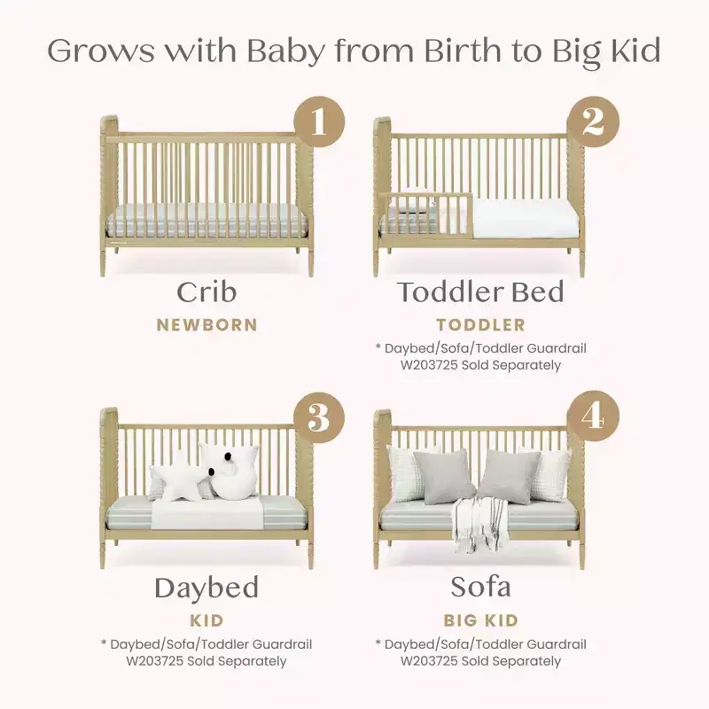 Wood 4-in-1 Convertible Baby Crib 55''W x 30.5''D x 41''H