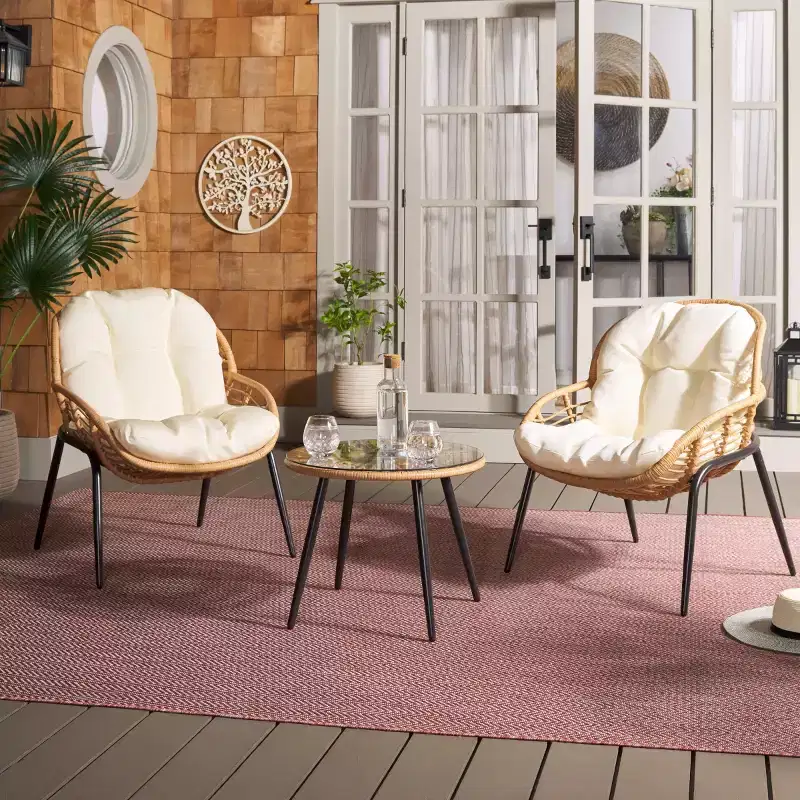 Mott 3 Piece Patio Set - Indoor/Outdoor - PAT9045 - Natural/Beige - Safavieh