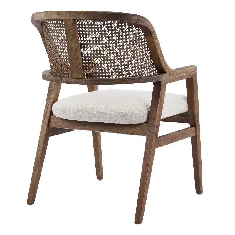 Christopher Knight Home Charlotte Mid-Century Modern Upholstered Dining Chairs with Natural Rattan Cane Back (Set of 2)