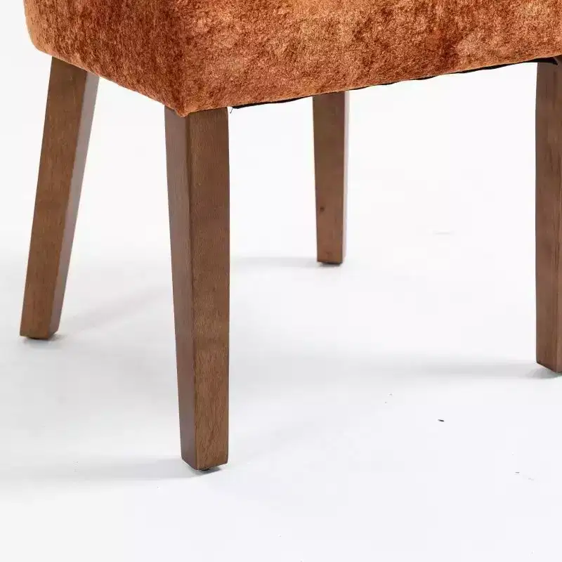 Set of 2 Chenille Upholstered Dining Chairs with Hardwood Frame & Brass Nailhead Trim, 300 lbs