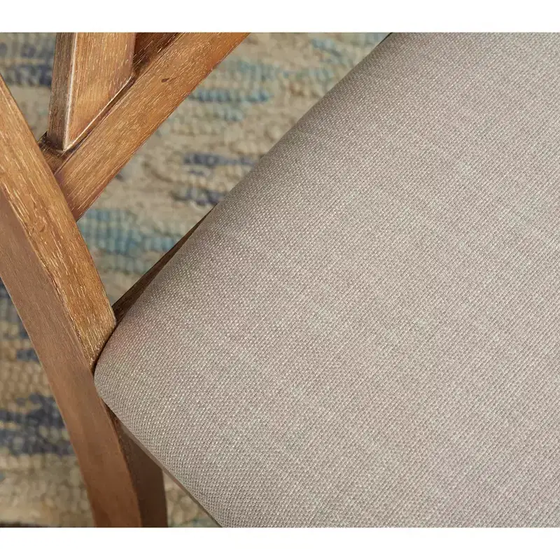 Buylateral 5pc Crenshaw Round Dining Set with Linen Cushion Chairs Driftwood : Solid Rubberwood, Linen Cushion Chairs