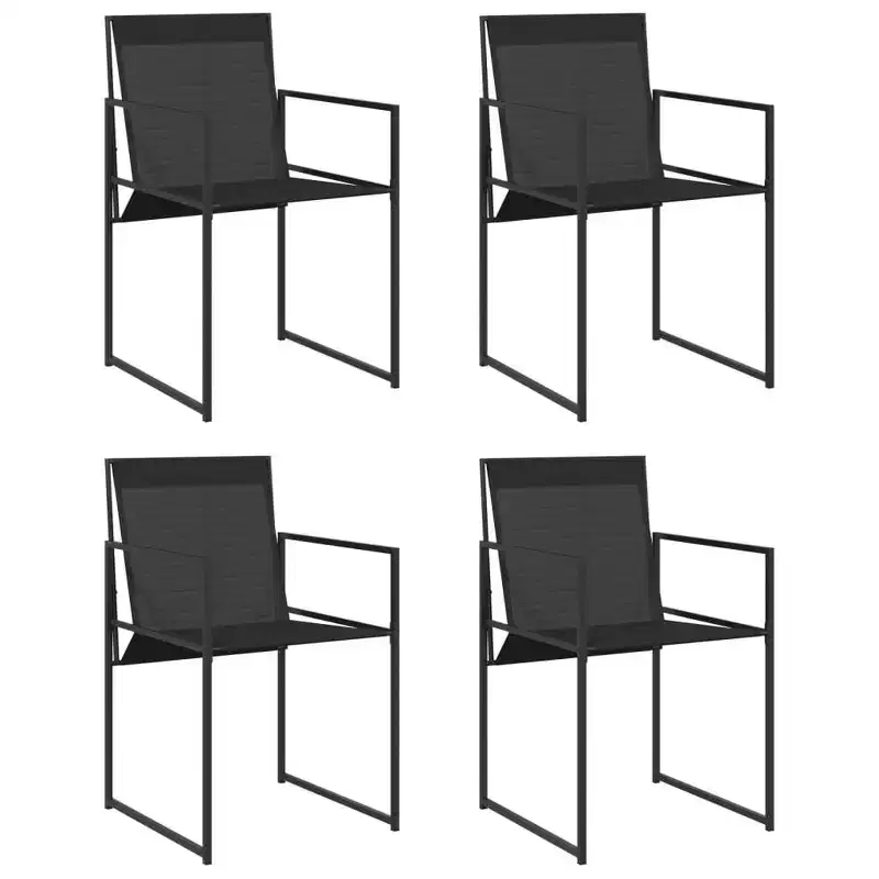 vidaXL Patio Chairs 4 pcs Black Steel and Textilene