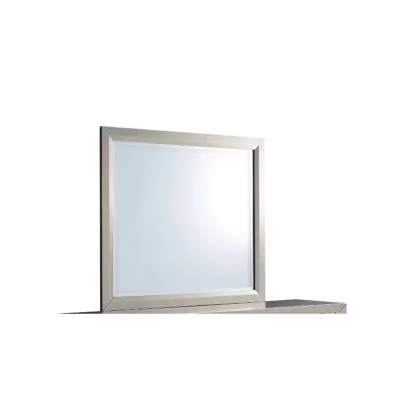 HomeStock Silver Trim Mirror with Contemporary Design  Elegant Bedroom Accent for a Polished Look