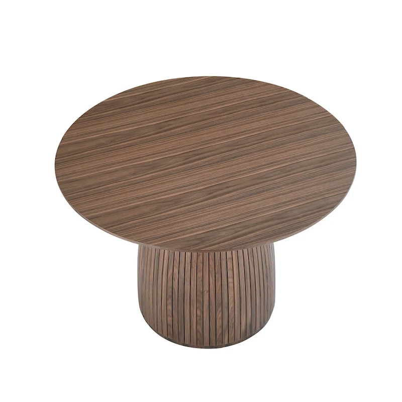 47,24 inch Dining Table for Dining Room 4-6 People Round Dinner Tables Mid-Century Modern Table with Wood Walnut