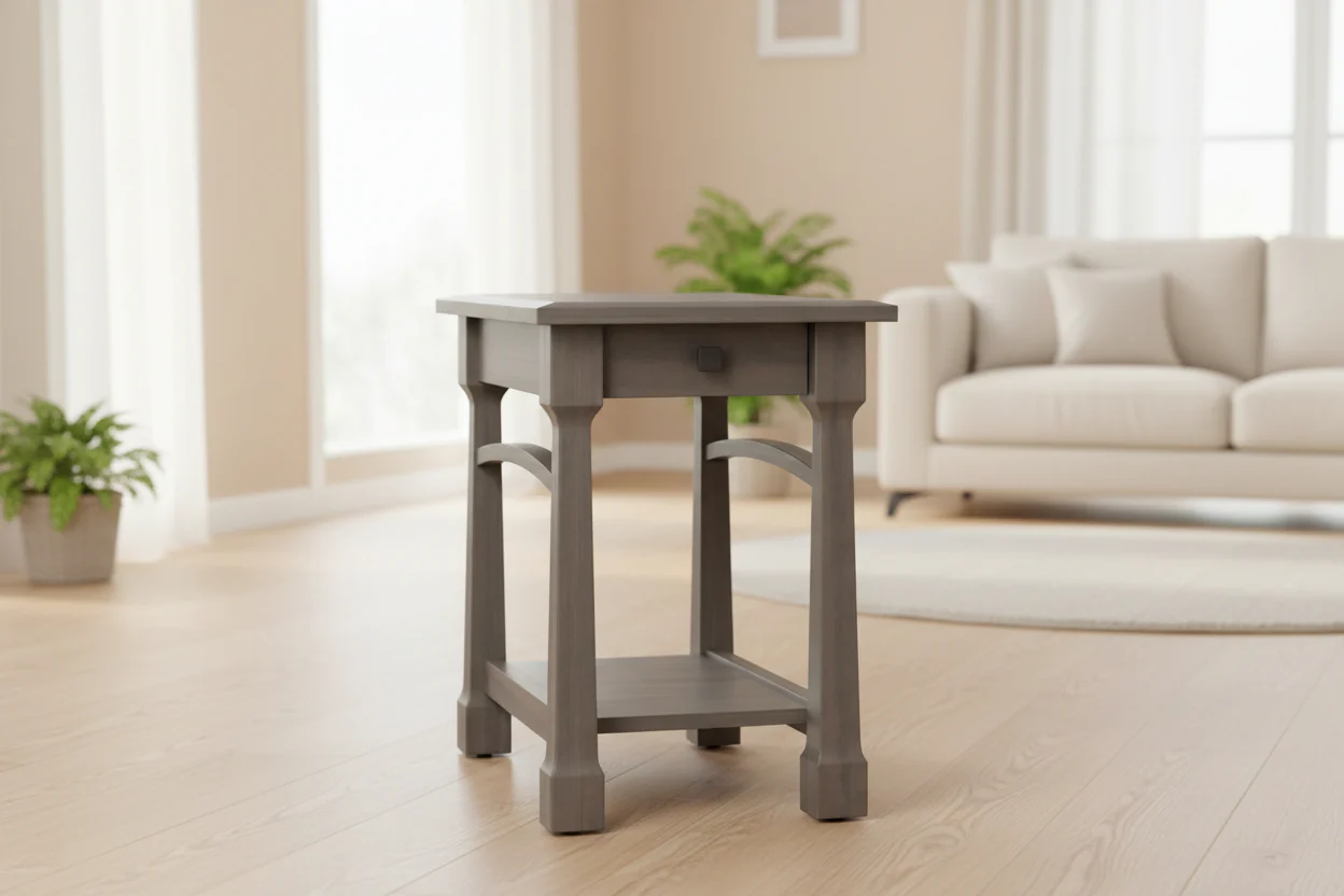 Solid Wood Chairside Table with Craftsman Finish