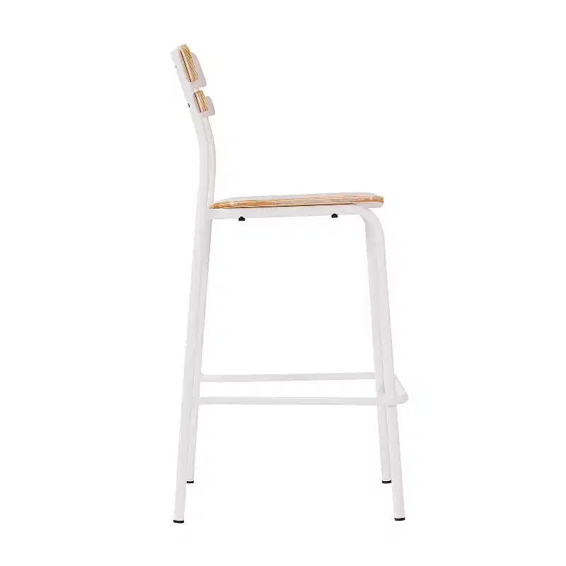 Flash Furniture 2 Pack Cyprus Commercial Grade Solid Wood Bar Stools with Metal Frames and Antique Finish