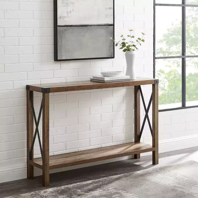 Sophie Rustic Industrial X Frame Entry Table - Saracina Home