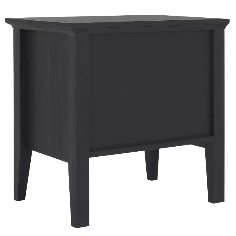 1-Drawer 1-Shelf Nightstand with Gold Pulls, Walnut Finish Bedside Table