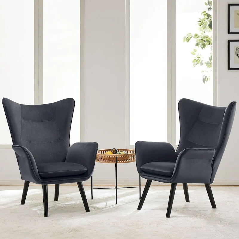 Upholstered Wingback Armchair Leisure Accent Chair, Single - 40.55 H x 28.34 W x 33.1 D