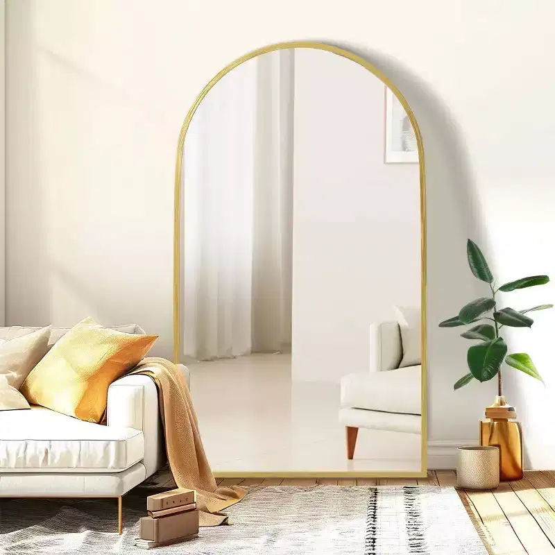 67 inch Full Length Mirror Archede Aluminum Alloy Frame Floor Mirror with Bracket Gold