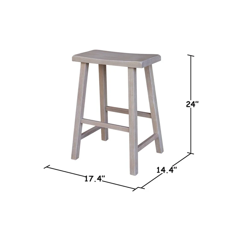 Solid Wood Saddle Seat Counter Height Stool - 24 Inch Seat Height