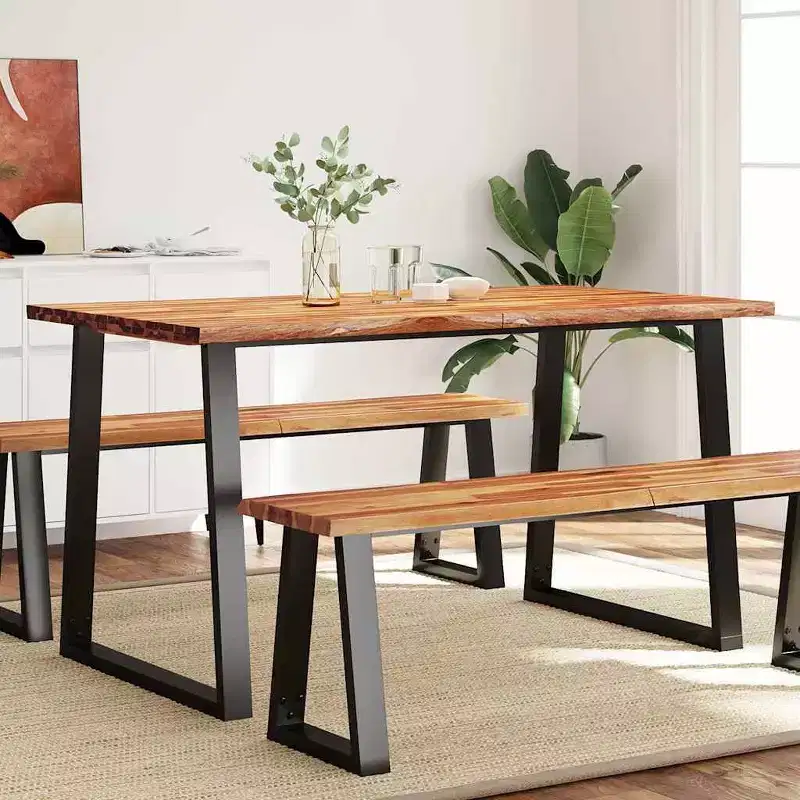 Dining Table with Live Edge, Solid Wood Acacia