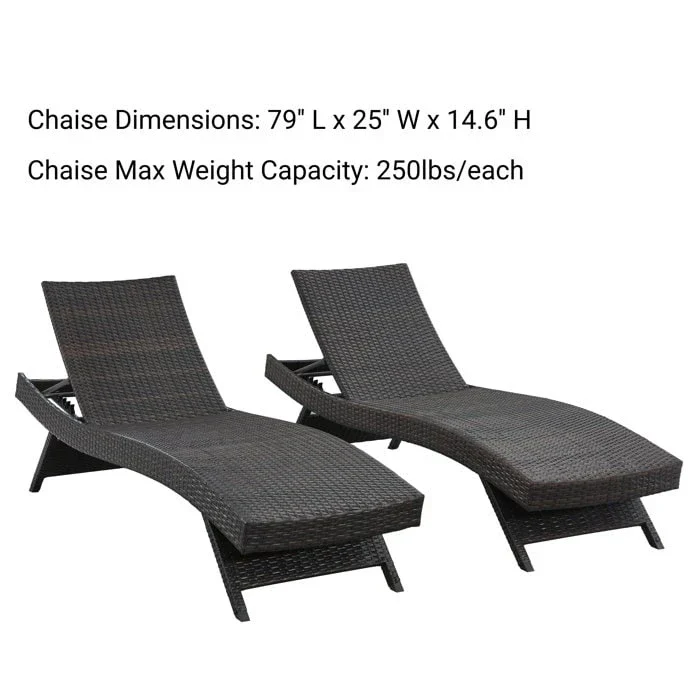 All Weather Wicker Chaise Lounge - Set of 2