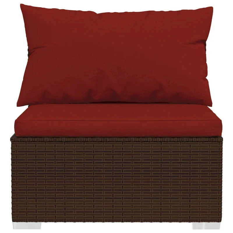 Joez 4pc Outdoor Modular Lounge Sofa Set, Coffee Table, Rattan, Red