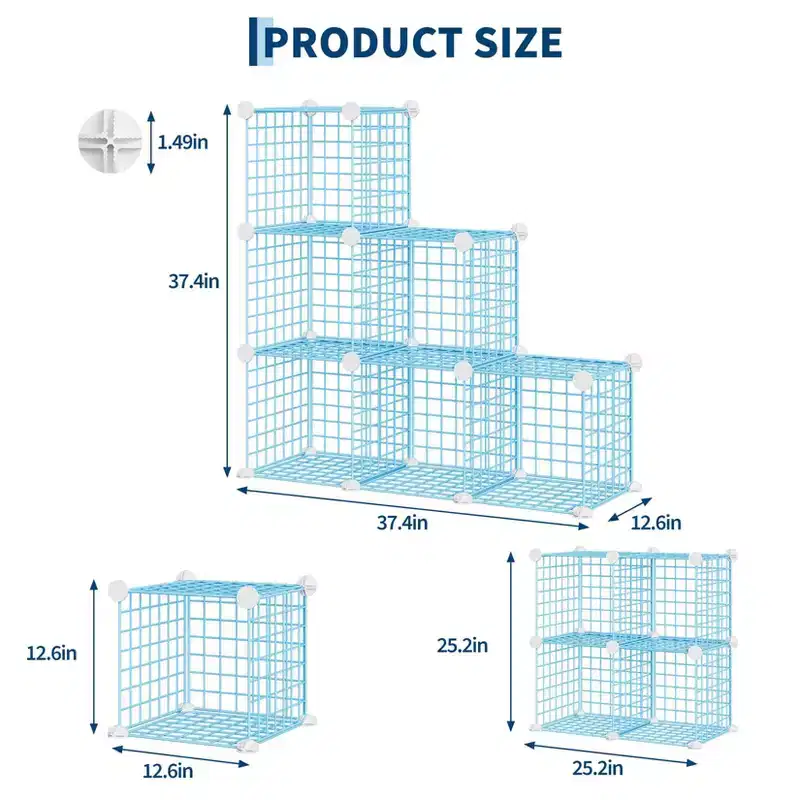 Heavy-Duty 6-Cube Modular Metal Wire Storage Organizer