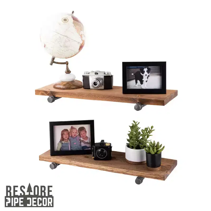 Autumn Brown 24 in. Shelves with Straight Brackets
