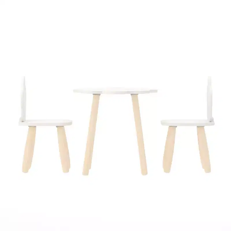 Buzz & Bloom Kids 3-Piece Wood Cloud-Shaped Table and Chairs Set