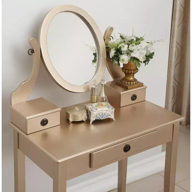 Moniys Wood Moniya Makeup Dressing Dressing Table and Chair Set, Blue