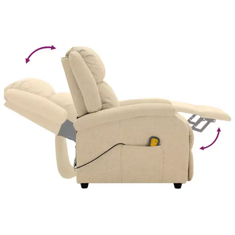 vidaXL Massage Chair Cream Polyester fabric and metal Medium
